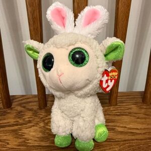 Ty Beanie Boos "Mary" the Lamb - Easter Edition (Green Glitter Accents)